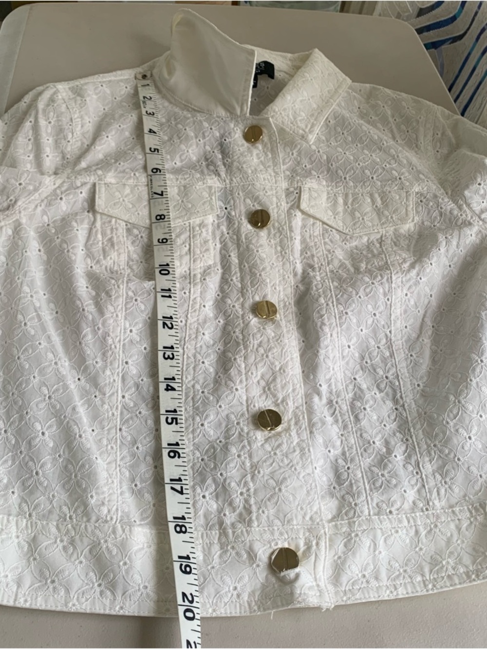 NWT $99 Jones New York White Eyelet Button-Front Top size M - Picture 8 of 12